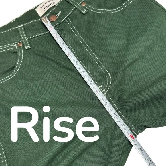 Reformation Cowboy High Rise Straight Jeans Emerald Green Size 26 (meas 28) - Picture 12 of 15
